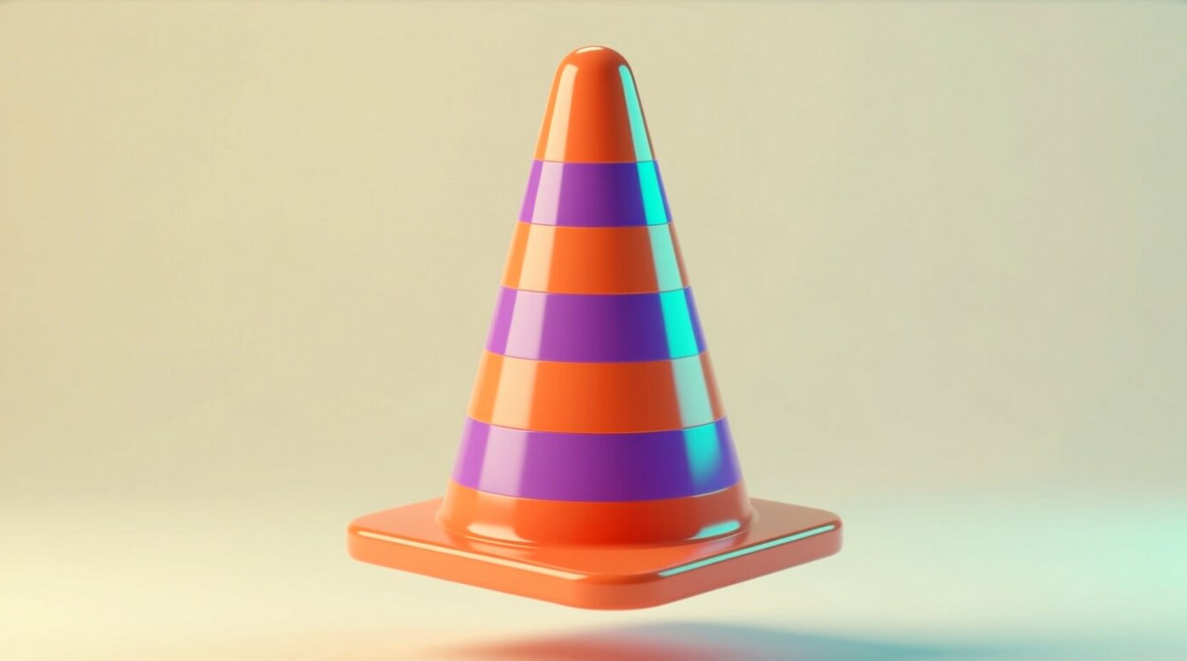 Cono de tráfico 3D que representa los errores comunes al lanzar atención automatizada