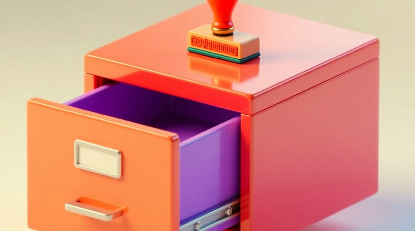 Archivero 3D con un cajón abierto y un sello encima que representa errores al implementar agentes