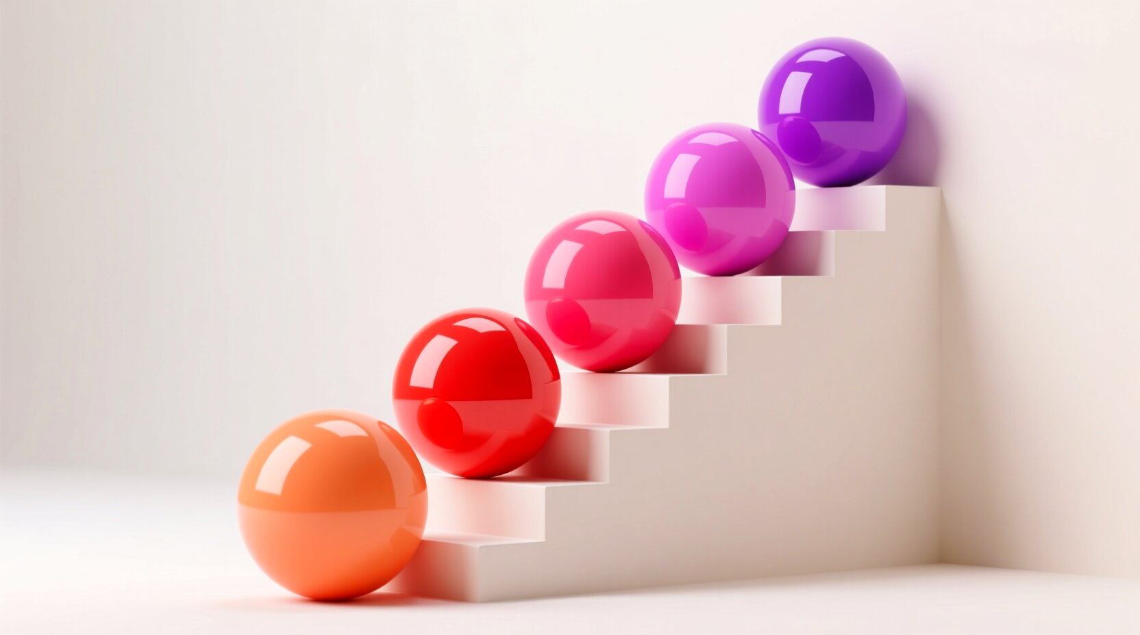 Escalera de esferas ascendentes, crecer paso a paso