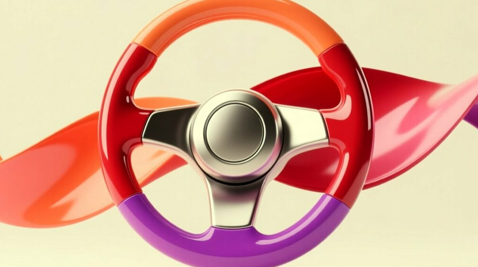 Volante de auto rodeado por un listón en espiral