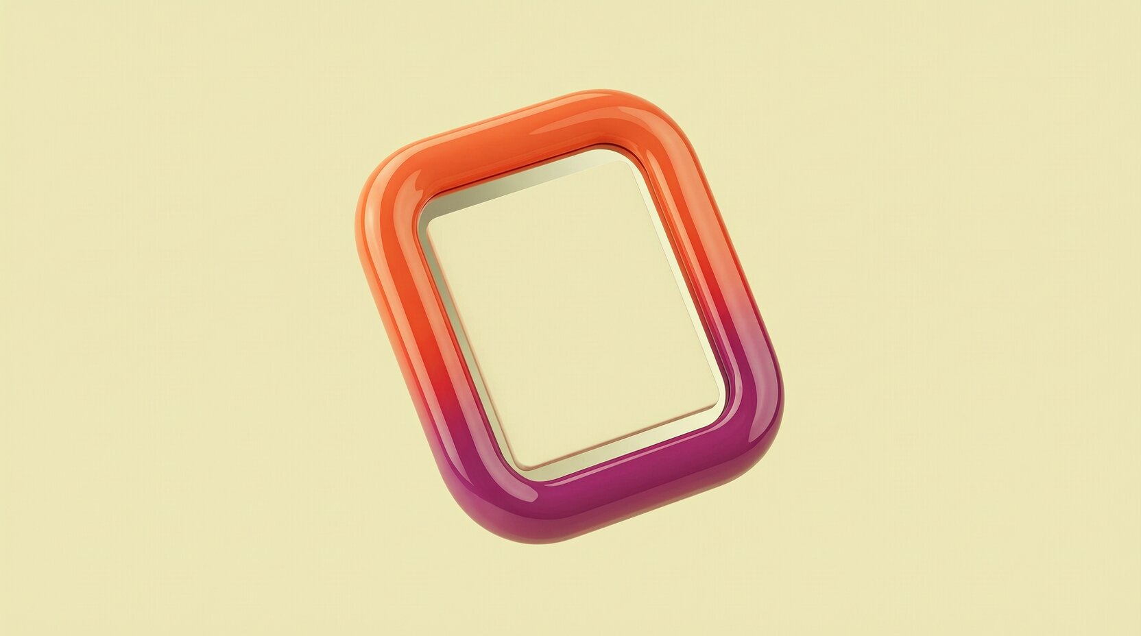 Espejo de mano 3D con una hoja de calendario en tonos coral y magenta