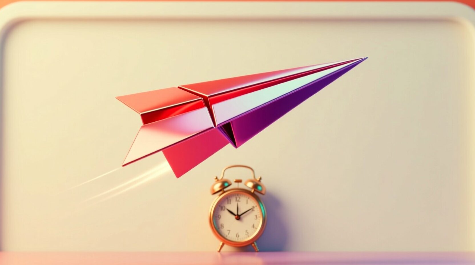 Recibo de luz doblado como avión de papel junto a un reloj