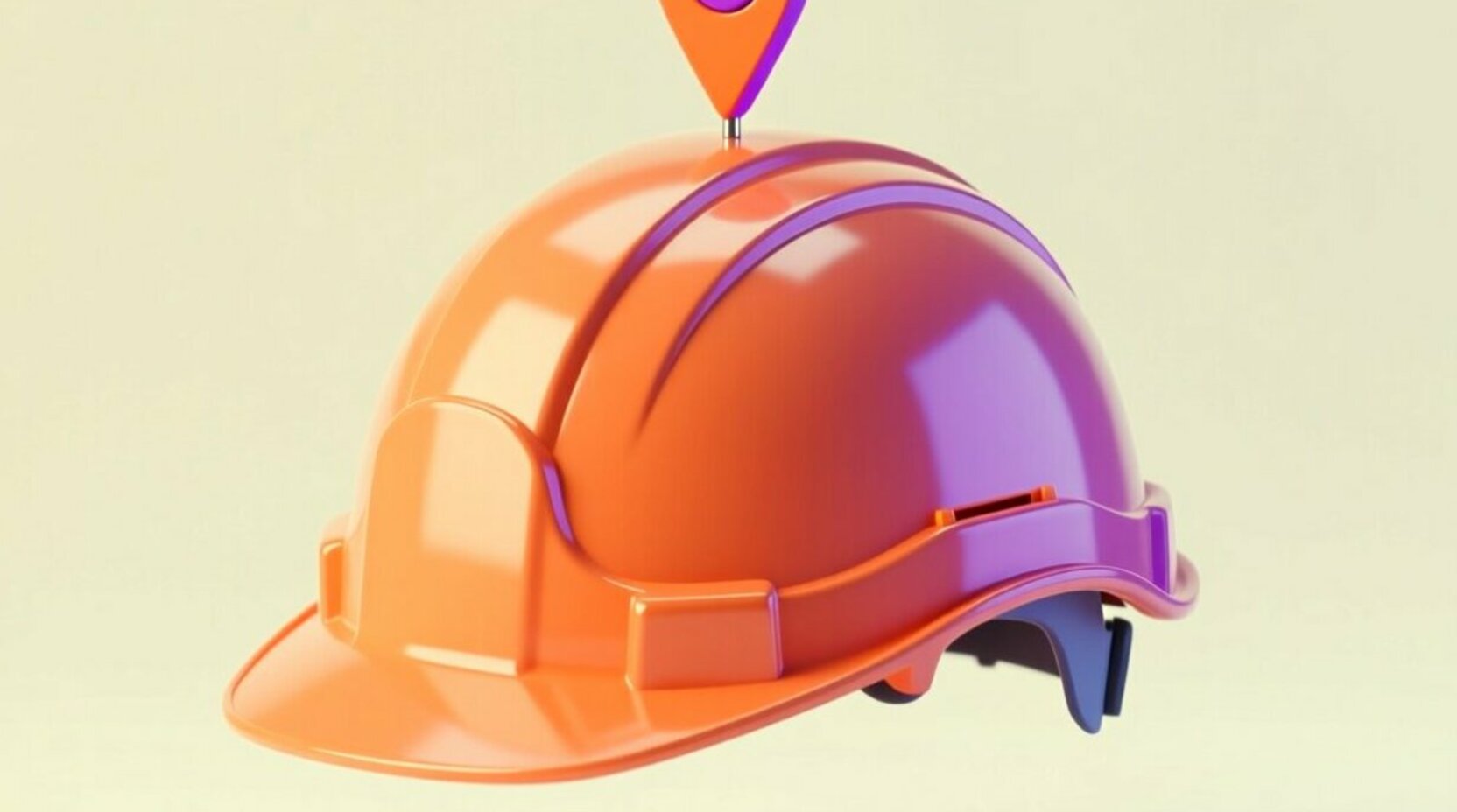 Casco de seguridad sobre un marcador de ubicación que representa la asistencia por GPS