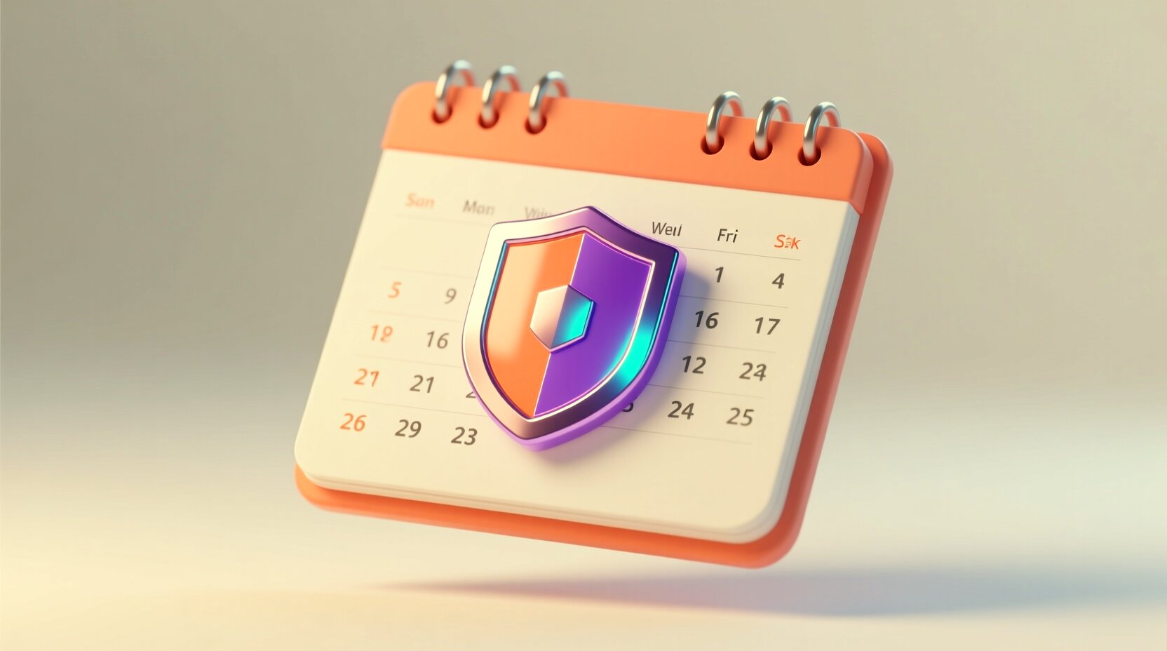 Placa de guardia sobre una hoja de calendario con un día resaltado