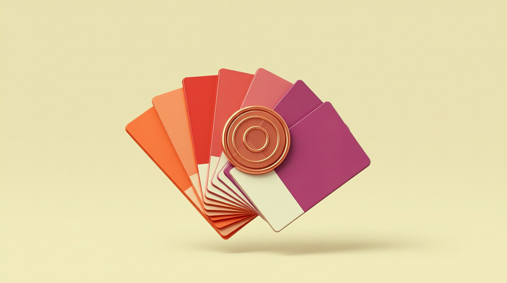 Prueba de impresión con sello de aprobación sobre un abanico de colores
