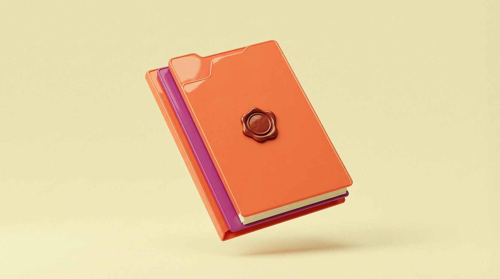 Carpeta de expediente notarial con separadores ordenados y un sello de lacre