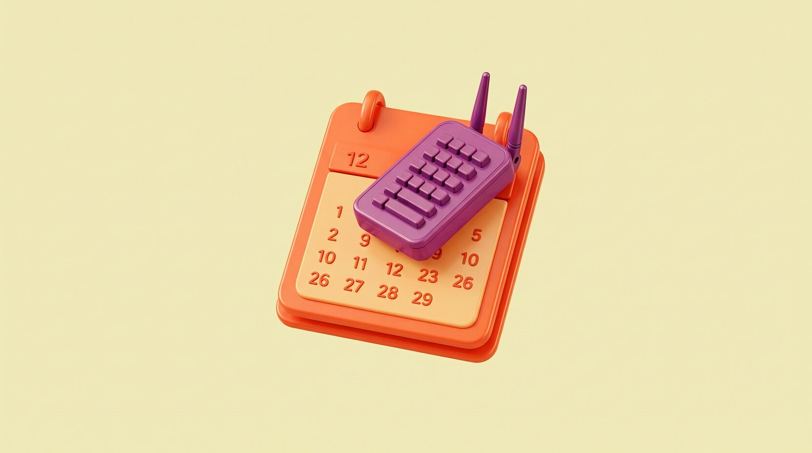 Hoja de calendario con un módem sobre un día marcado