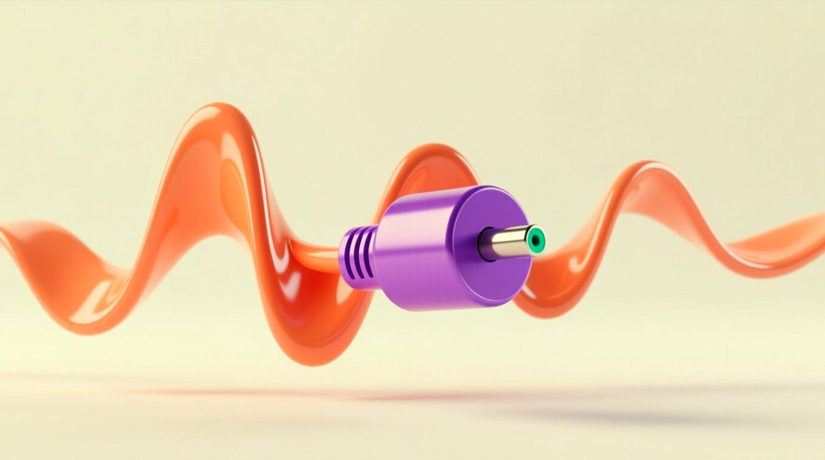 Onda de sonido 3D que entra a un conector